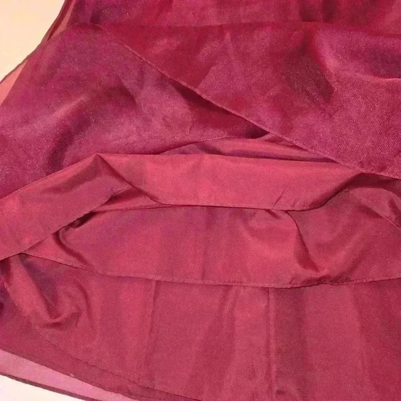 Alvina Valenta Womens Strapless Layered Chiffon Formal Gown Burgundy Size 16 - Picture 11 of 11